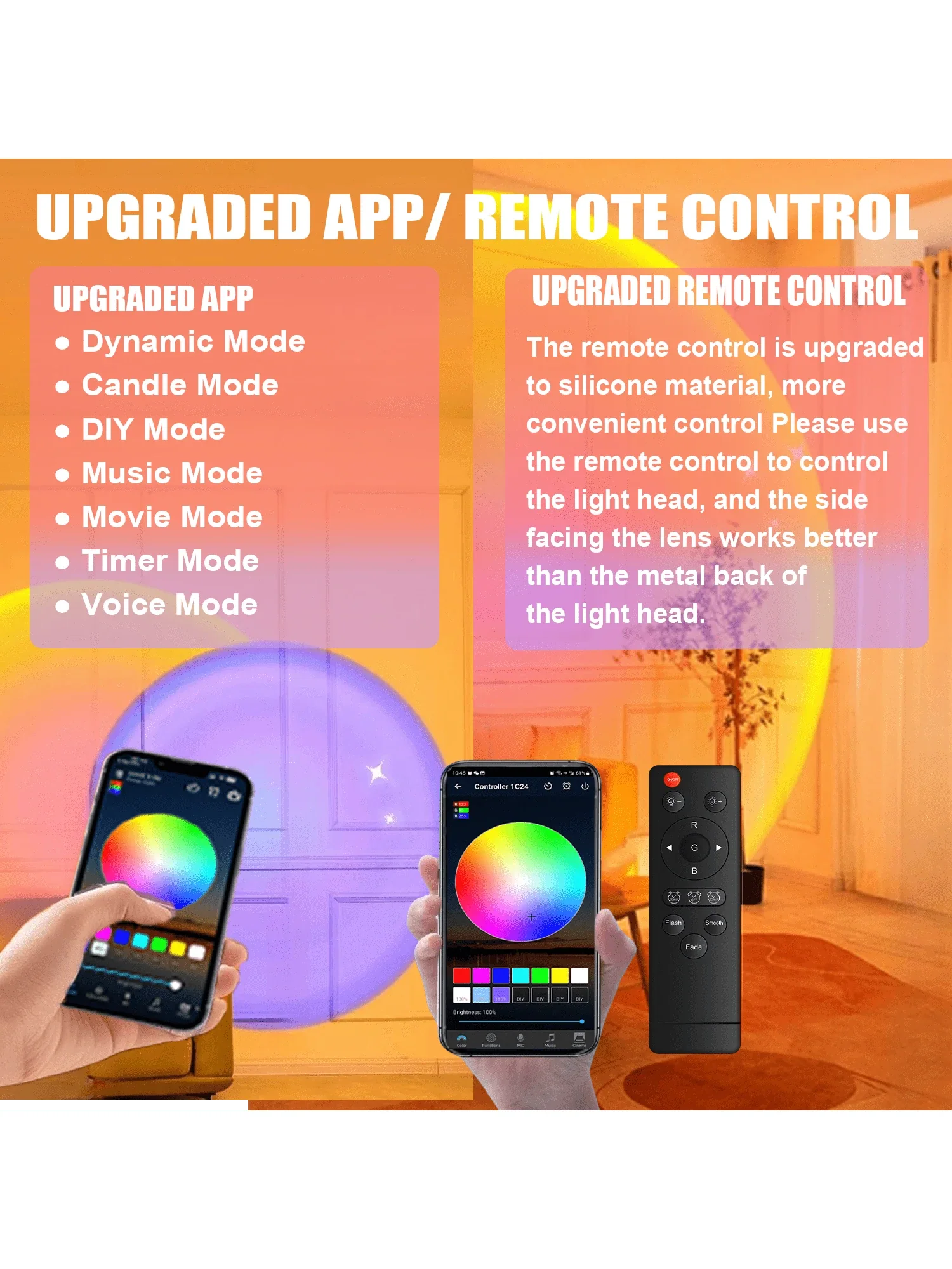 App Remote Control Sunset Lamp Projector LED Lights