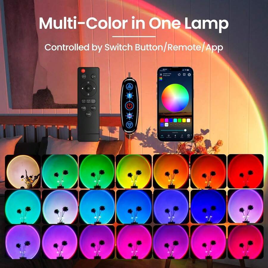Multicolor Sunset Lamp with Remote & App Control
