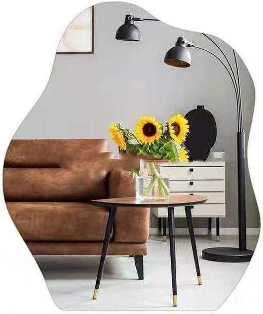 Allpdesky Aesthetic Room Decor Desk Mirror, Decorative Locker and Table Frameless Cloud-Shaped Asymmetrical Mirror