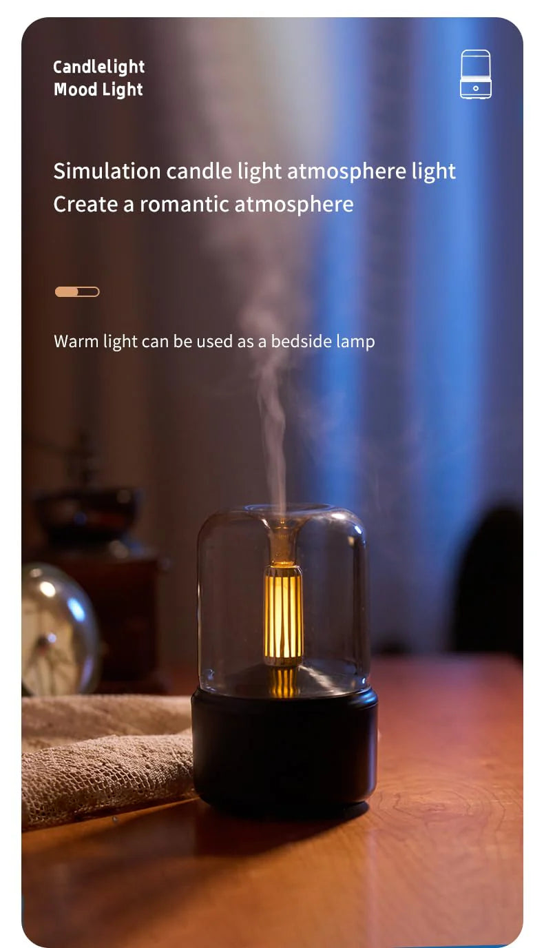 Candlelight Flame Air Diffuser – 120ML Ultrasonic Aroma Diffuser with LED Night Light