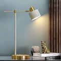 OYVARS Modern Industrial Desk Lamp for Reading LED 22.2" Metal Table Lamp Light for Office Bedroom Study Room Living Room Nightstand Bedside Lamps Gold and Matte Cream Accent Cream Bulb Included