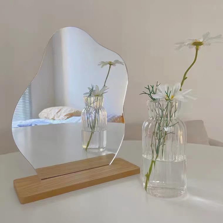 Allpdesky Aesthetic Room Decor Desk Mirror, Decorative Locker and Table Frameless Cloud-Shaped Asymmetrical Mirror