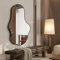 Dorlicecass Irregular Wall Mirror - Wall Mirrors Decorative 22"x 36" Asymmetrical Abstract Mirror Aviation Aluminum Alloy Frame Unique for Bathroom, Bedroom, Living Room, Cloakroom, Entryway Gold