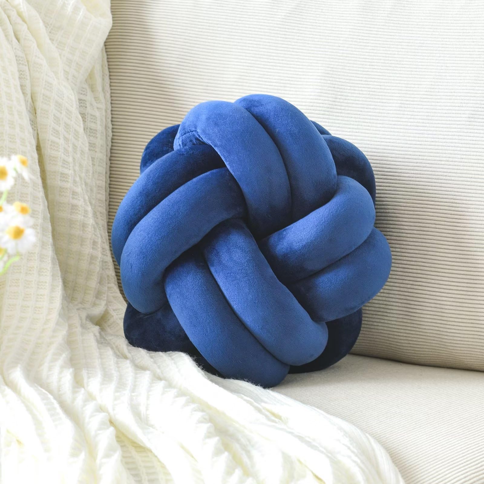 Knot Pillow Ball Soft Home Decorative Throw Pillows Cushion Round Changeability Knotted Pillows Modern Home Handmade Cushions for Bedroom Sofa Couch 8 Inch Hot Pink