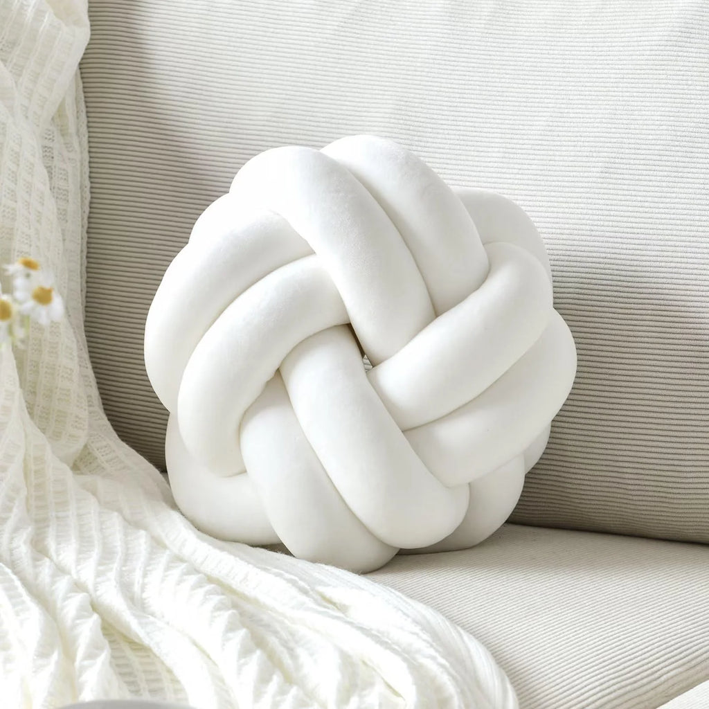 Knot Pillow Ball Soft Home Decorative Throw Pillows Cushion Round Changeability Knotted Pillows Modern Home Handmade Cushions for Bedroom Sofa Couch 8 Inch Hot Pink