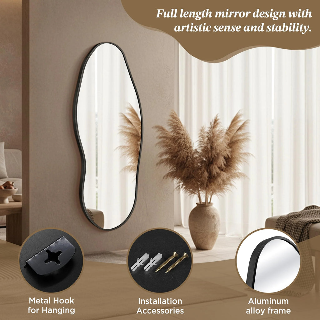 Dorlicecass Irregular Wall Mirror - Wall Mirrors Decorative 22"x 36" Asymmetrical Abstract Mirror Aviation Aluminum Alloy Frame Unique for Bathroom, Bedroom, Living Room, Cloakroom, Entryway Gold
