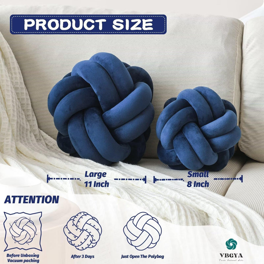 Knot Pillow Ball Soft Home Decorative Throw Pillows Cushion Round Changeability Knotted Pillows Modern Home Handmade Cushions for Bedroom Sofa Couch 8 Inch Hot Pink