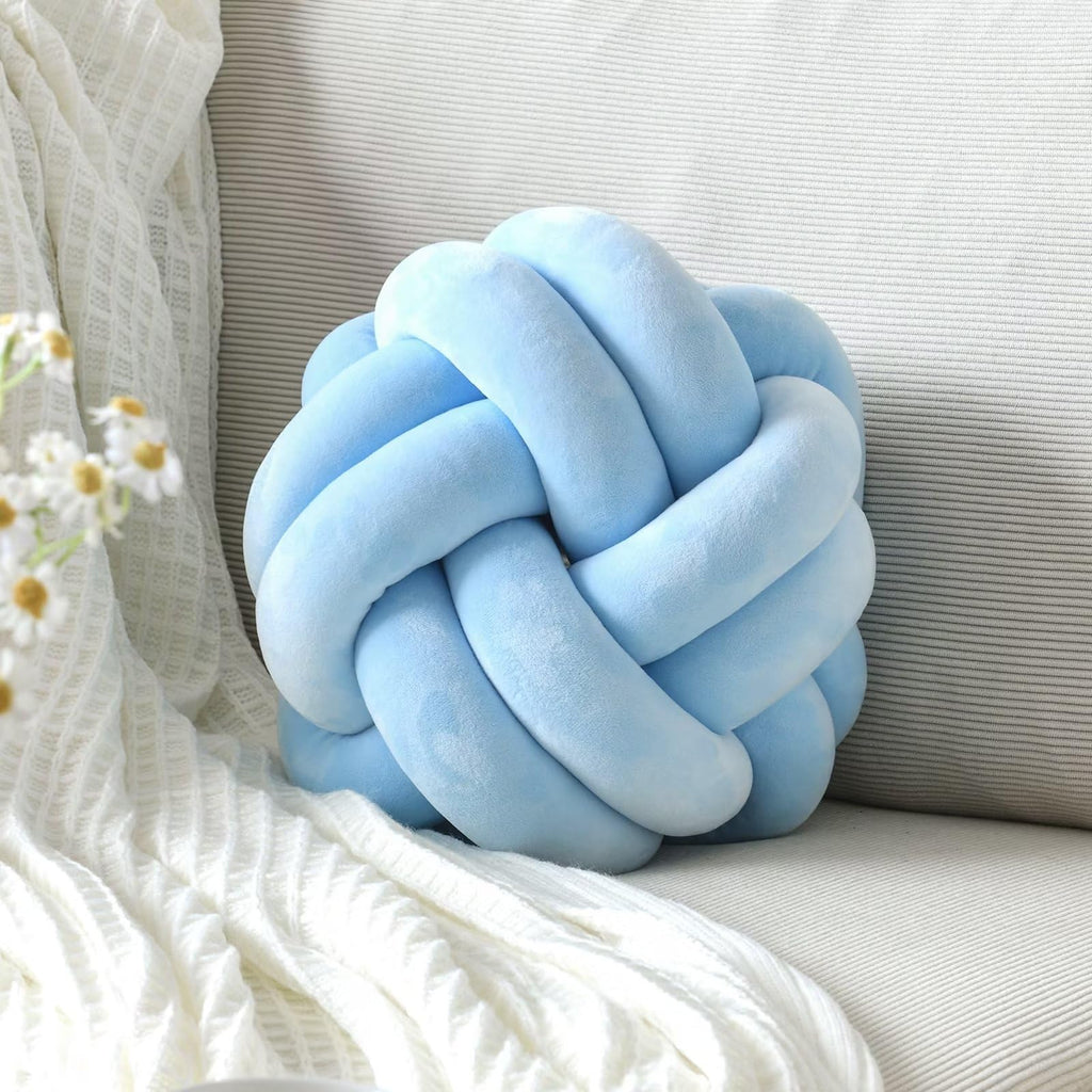 Knot Pillow Ball Soft Home Decorative Throw Pillows Cushion Round Changeability Knotted Pillows Modern Home Handmade Cushions for Bedroom Sofa Couch 8 Inch Hot Pink