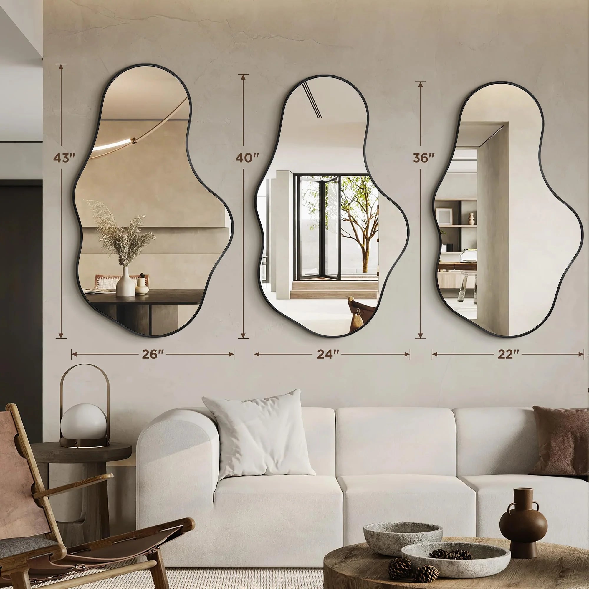 Dorlicecass Irregular Wall Mirror - Wall Mirrors Decorative 22"x 36" Asymmetrical Abstract Mirror Aviation Aluminum Alloy Frame Unique for Bathroom, Bedroom, Living Room, Cloakroom, Entryway Gold