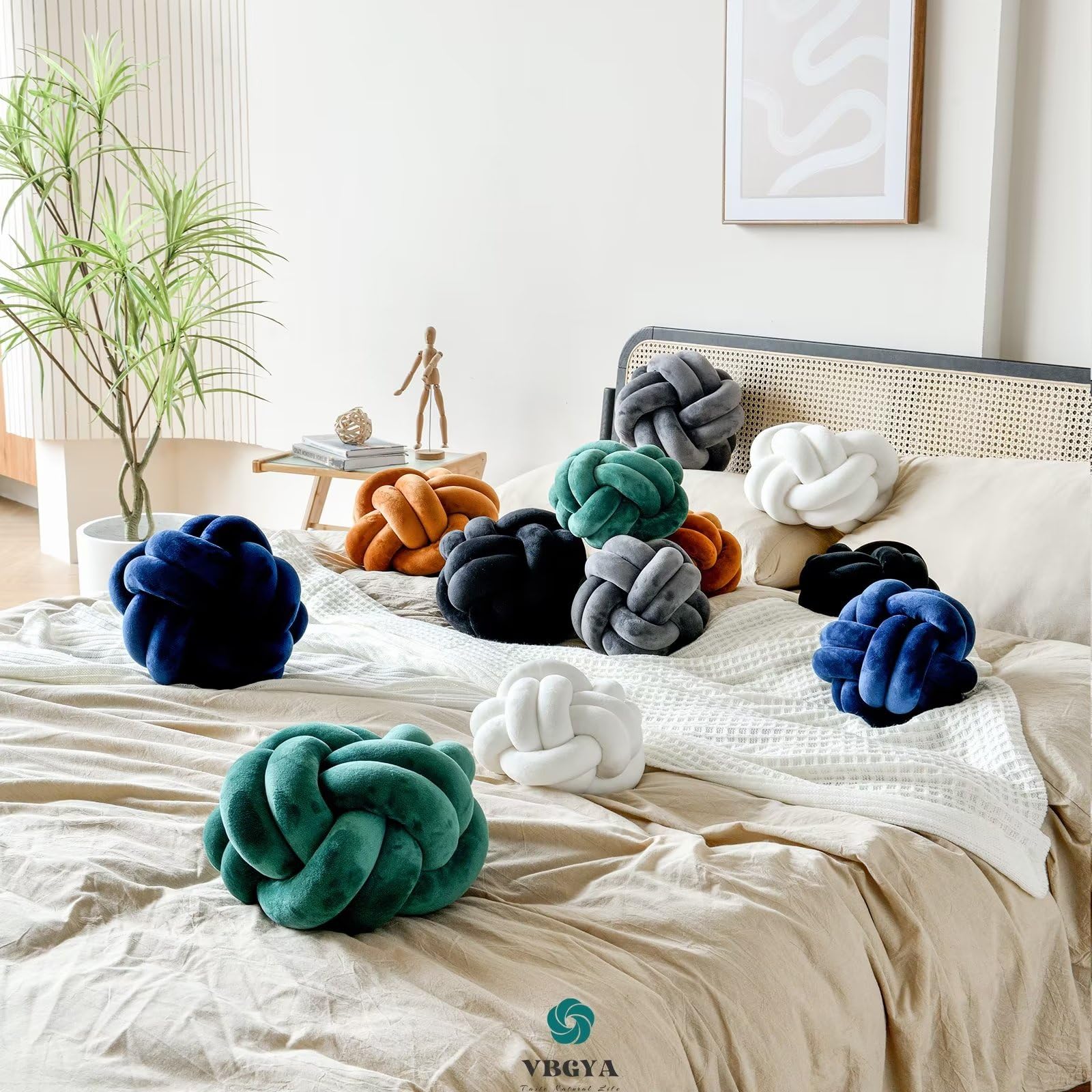 Knot Pillow Ball Soft Home Decorative Throw Pillows Cushion Round Changeability Knotted Pillows Modern Home Handmade Cushions for Bedroom Sofa Couch 8 Inch Hot Pink