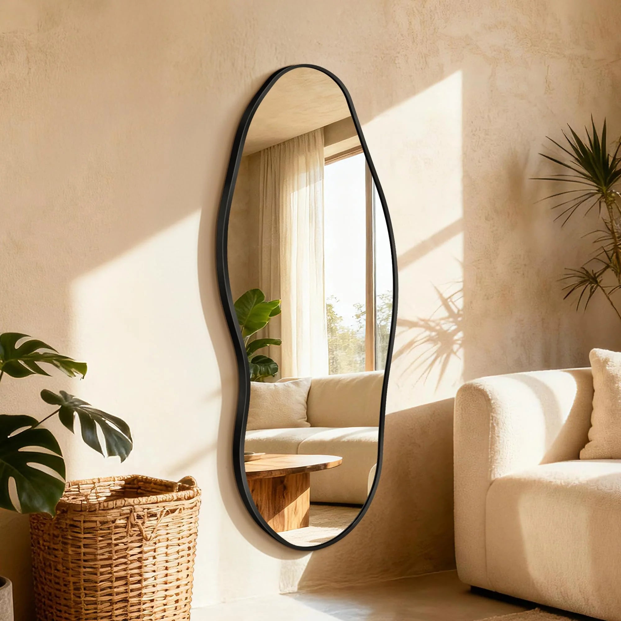 Dorlicecass Irregular Wall Mirror - Wall Mirrors Decorative 22"x 36" Asymmetrical Abstract Mirror Aviation Aluminum Alloy Frame Unique for Bathroom, Bedroom, Living Room, Cloakroom, Entryway Gold