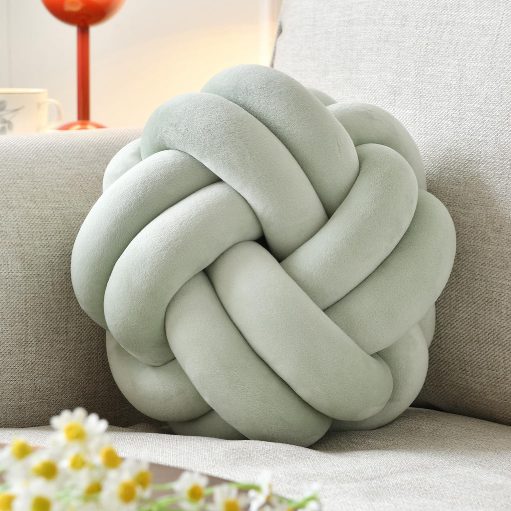 Knot Pillow Ball Soft Home Decorative Throw Pillows Cushion Round Changeability Knotted Pillows Modern Home Handmade Cushions for Bedroom Sofa Couch 8 Inch Hot Pink