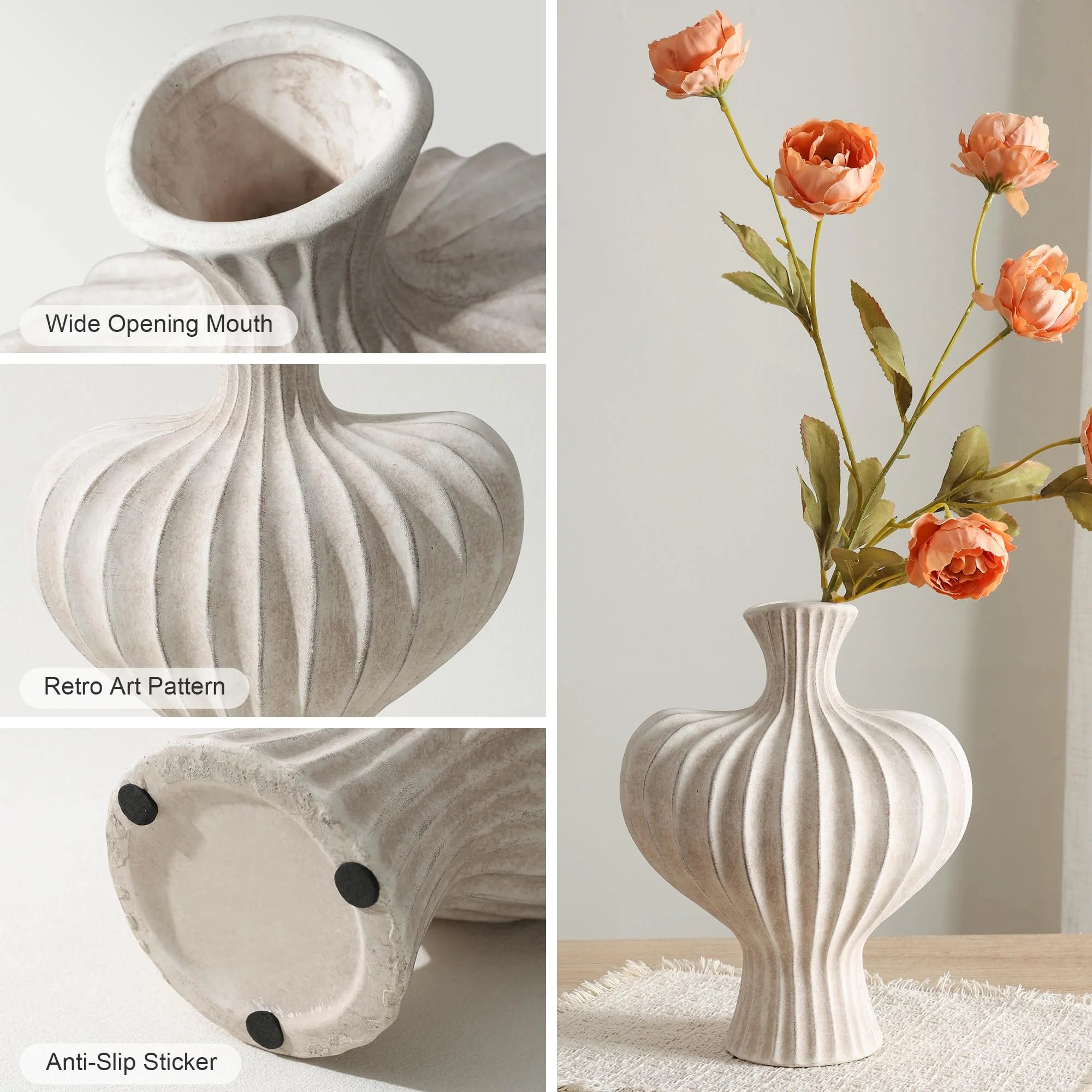 Ceramic Flower Vase with Handles