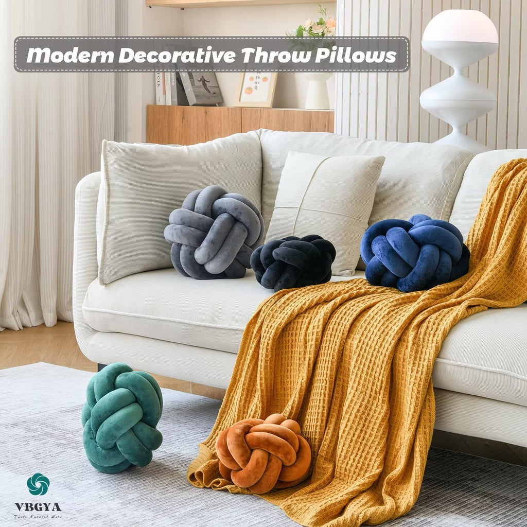 Knot Pillow Ball Soft Home Decorative Throw Pillows Cushion Round Changeability Knotted Pillows Modern Home Handmade Cushions for Bedroom Sofa Couch 8 Inch Hot Pink
