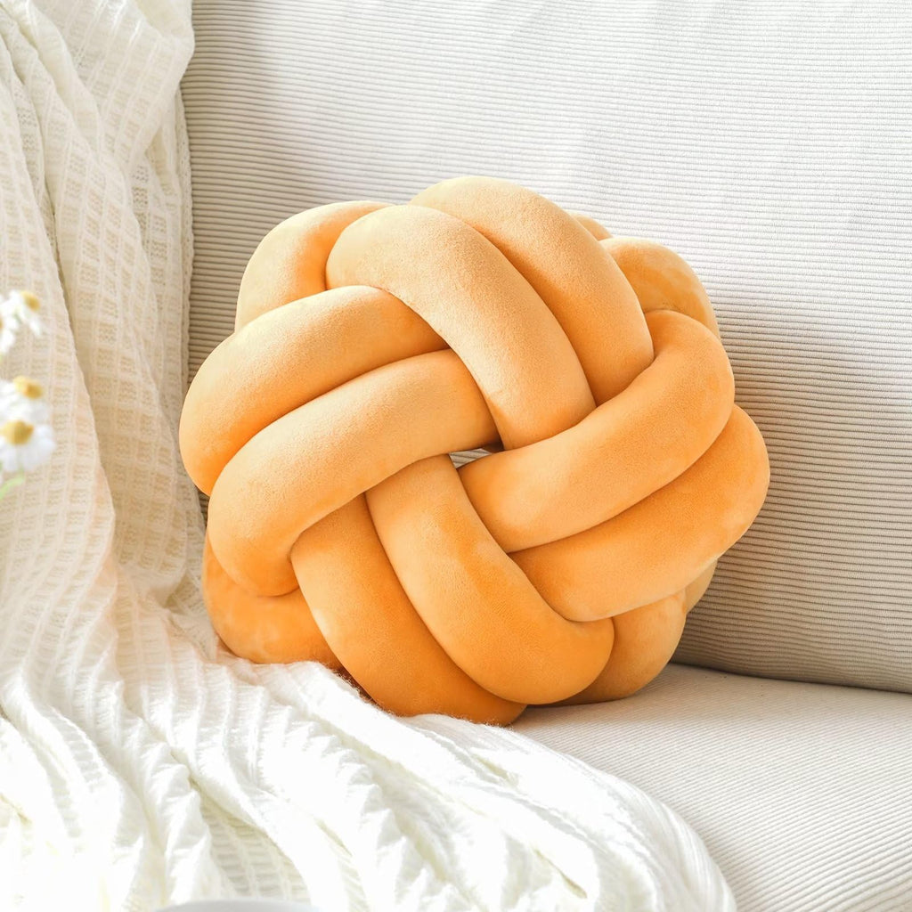 Knot Pillow Ball Soft Home Decorative Throw Pillows Cushion Round Changeability Knotted Pillows Modern Home Handmade Cushions for Bedroom Sofa Couch 8 Inch Hot Pink