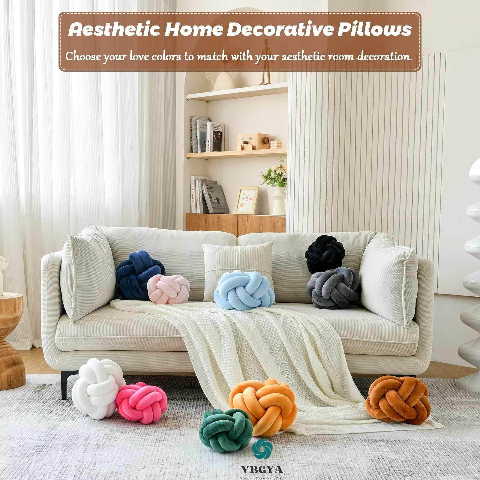 Knot Pillow Ball Soft Home Decorative Throw Pillows Cushion Round Changeability Knotted Pillows Modern Home Handmade Cushions for Bedroom Sofa Couch 8 Inch Hot Pink
