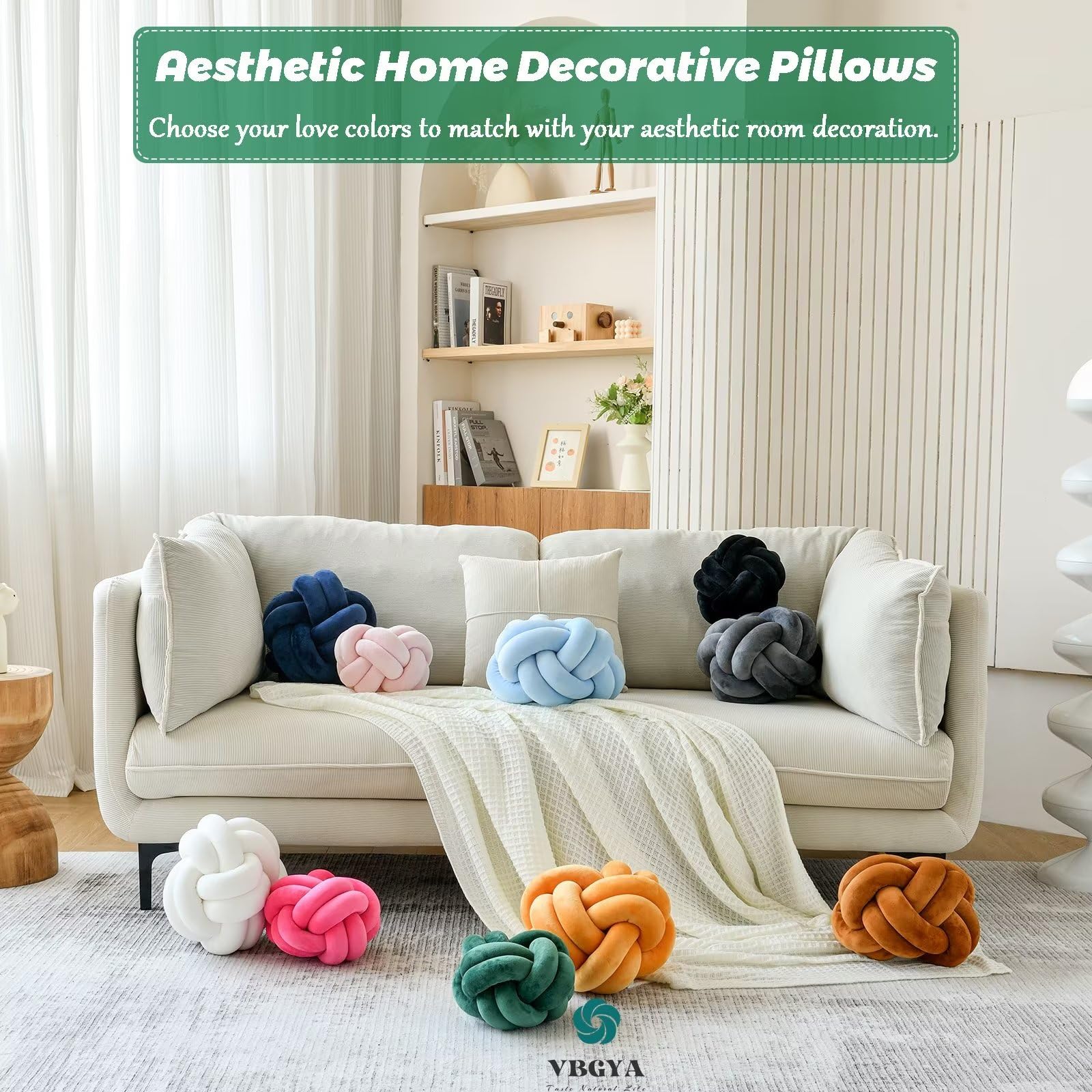 Knot Pillow Ball Soft Home Decorative Throw Pillows Cushion Round Changeability Knotted Pillows Modern Home Handmade Cushions for Bedroom Sofa Couch 8 Inch Hot Pink