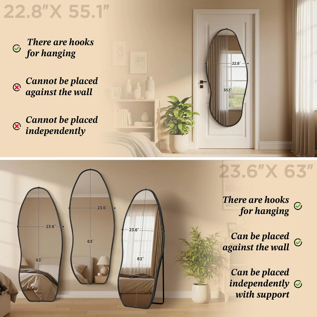 Dorlicecass Irregular Wall Mirror - Wall Mirrors Decorative 22"x 36" Asymmetrical Abstract Mirror Aviation Aluminum Alloy Frame Unique for Bathroom, Bedroom, Living Room, Cloakroom, Entryway Gold