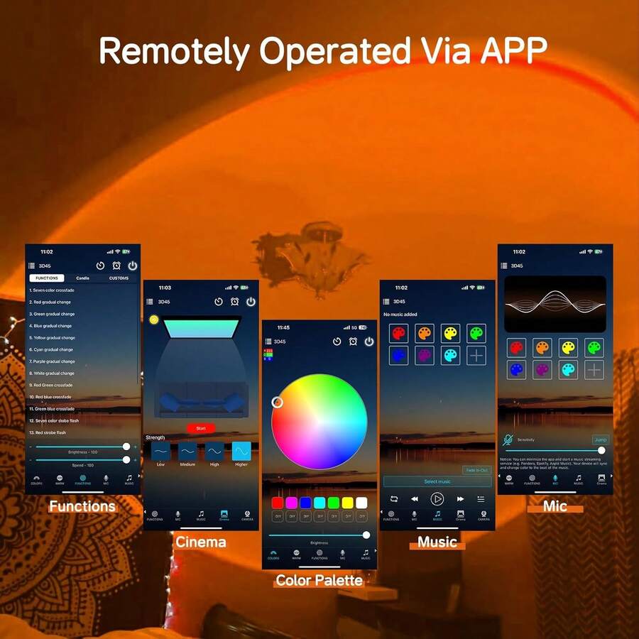 Multicolor Sunset Lamp with Remote & App Control